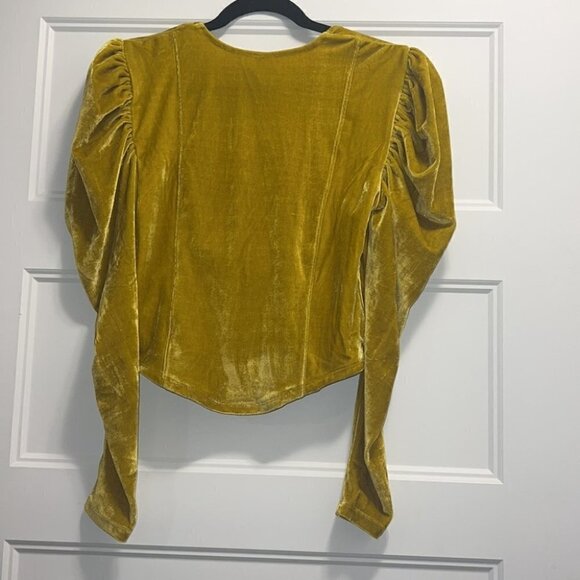 Free People X REVOLVE Hold Me velvet Top In Yellow size Medium - Picture 8 of 12